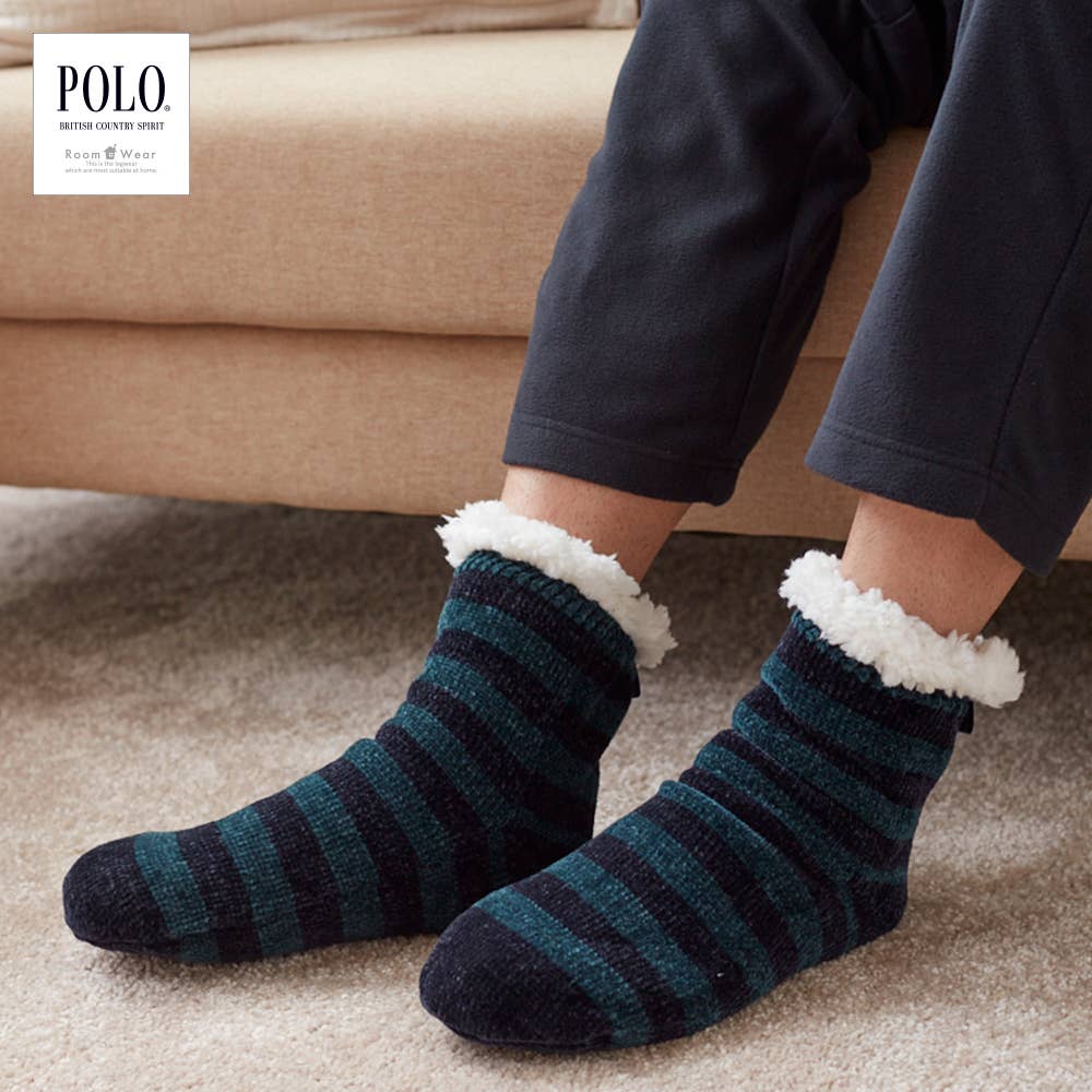 【裏ボア】ボーダー柄ルームソックス【SALE】